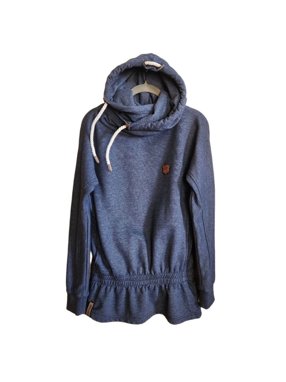NAKETANO SIGNATURE CROSSOVER SWEATSHIRT HOODIE WITH ELASTICIZED WAIST DETAIL M/L